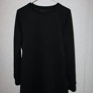 Black Textured Long Sleeve Dress – Geometric Pattern, Size XL